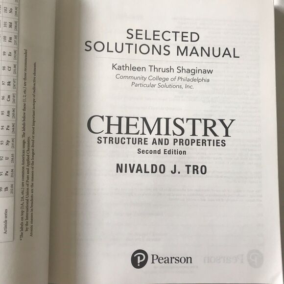 Selected Solutions Manual Chemistry Second Ed Kathleen Shaginaw Nivaldo J. Tro - Picture 5 of 8